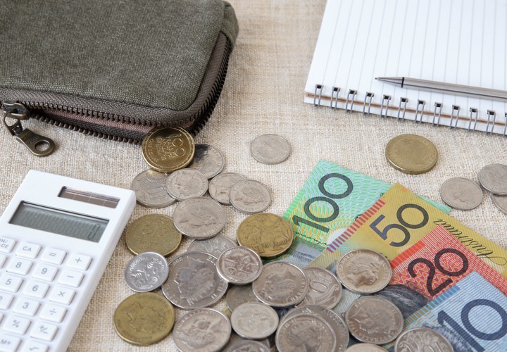 Austrlian coins, notes and general calculators.